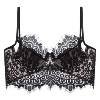 Black Lace Push-Up Backless Bra Large Design