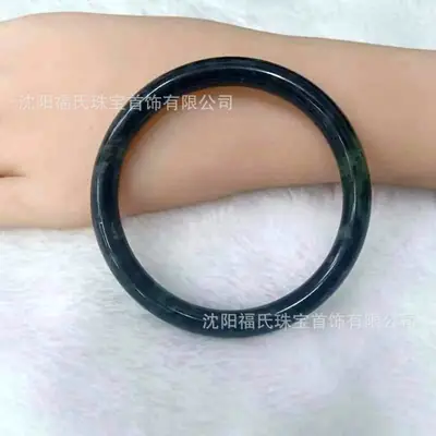 Natural Xiuyu Jade Bracelet 501 Ink Jade Round Bar
