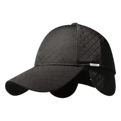 Men's Black Quilted High-Top Baseball Cap with Deep Neck Cut
