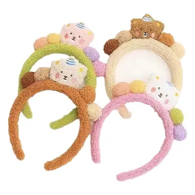 Autumn Winter Bear Hairband with Velvet Texture