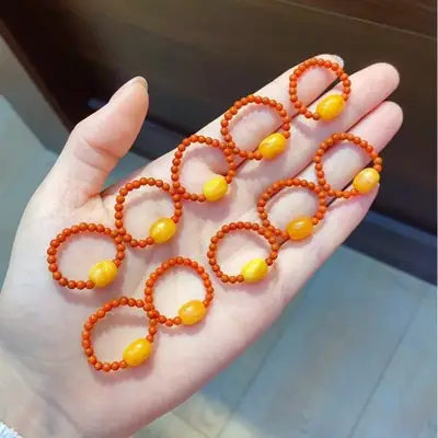 Natural Beeswax Jujube Beads Ring with Honey Preservative