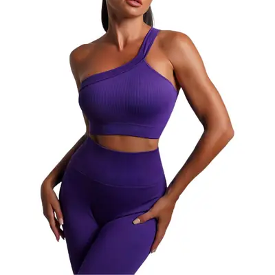 Red Seamless Yoga Top with High Waist & Chest Pad