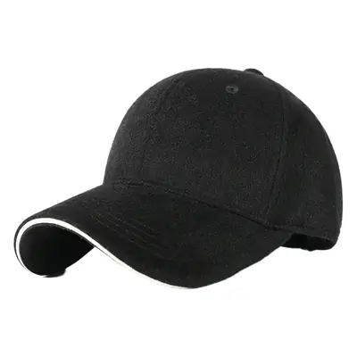 Men's Black Wool Baseball Cap Winter Warm Outdoor