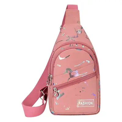 Women's Pink Crossbody Bag with Mirror Design