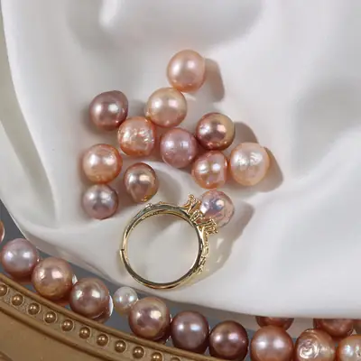 Wholesale Pearl Baroque Ring Adjustable Vintage Color