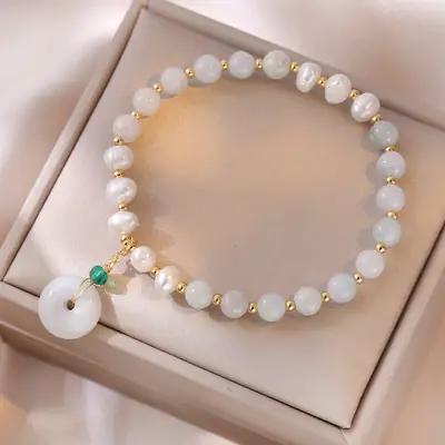 Pearl Bracelet with Jade Peace Buckle