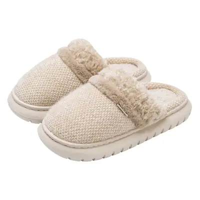 Women Cotton Fluffy Slippers Red Winter Warm Indoor