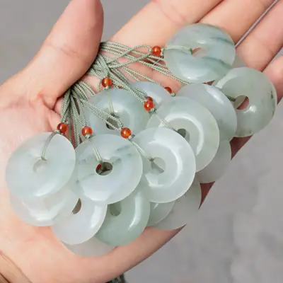 Tianshan Jade Buckle Set Light Green 10 Pcs