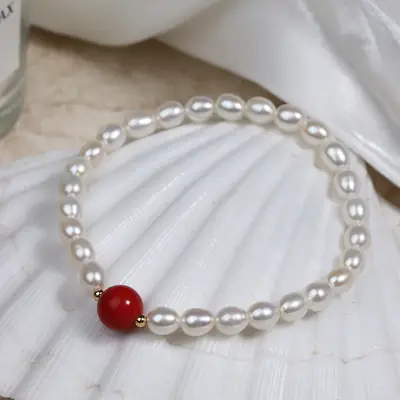 Wholesale Cinnabar Pearl Bracelet Red Light Design