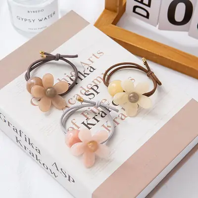Cute Flower Headband for Girls Elastic Rubber Band
