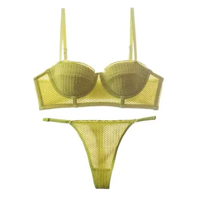 Pink Push-Up Exposed Nipple Bra Set for Women