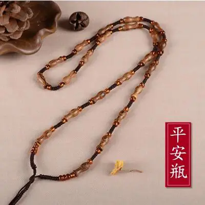 Hand Woven Wooden Pendant Lanyard Necklace Gold Jade Crystal
