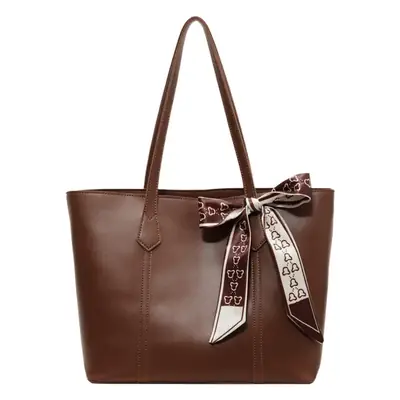 Brown Leather Women's Tote Bag with Bow 2023