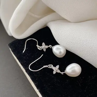 S925 Silver Pearl Drop Earrings for Women