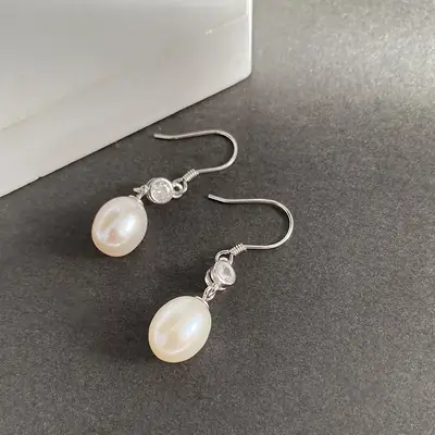 S925 Silver Pearl Drop Earrings for Women