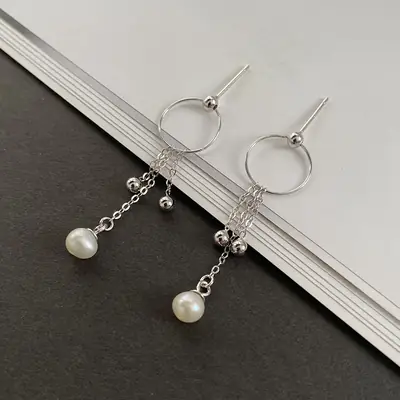 S925 Silver Pearl Tassel Earrings for Women
