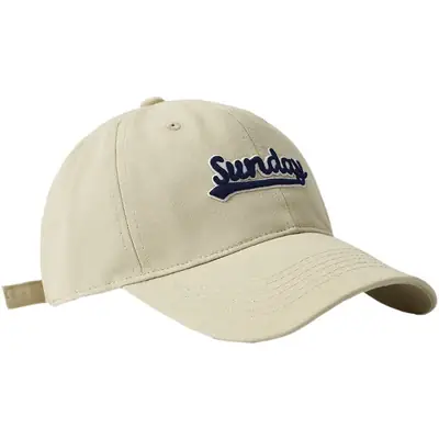 Men Light Curry Baseball Cap with "Sundays" Embroidery