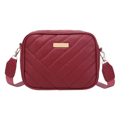 Red Quilted Embroidered Crossbody Bag for Women