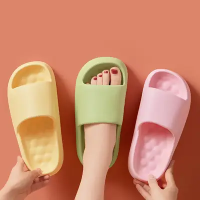 Slip-on slippers men's summer indoor home home Bath soft bottom high-grade couple thick bottom slippers Women's