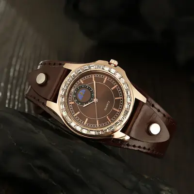 Women's Rhinestone Quartz Watch Green Strap