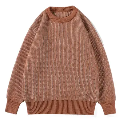 Men Striped Knitted Crewneck Sweater Winter Warm