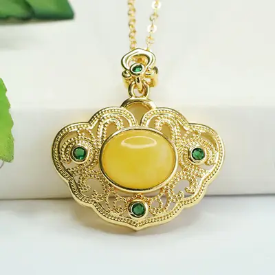Aiyu Pendant Necklace Yellow Amber Ruyi Style Wholesale Dropshipping