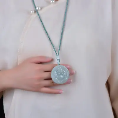 Tianan Cui Maitreya Pendant White Green