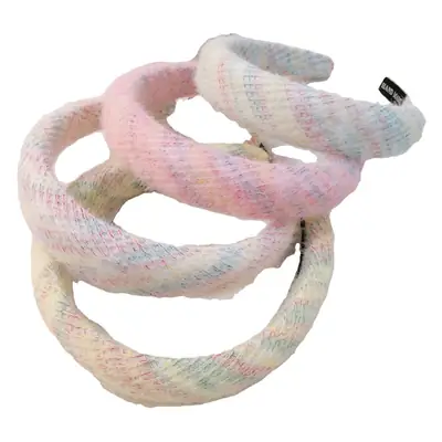Plush Woven Headband Pink Multi Color Skull Top Style