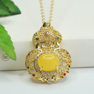 Aiyu Yellow Honey Amber Necklace Ethnic Wholesale Dropshipping