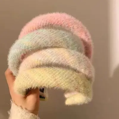 New Colorful Woolen Headband with Wide Bristle for Women