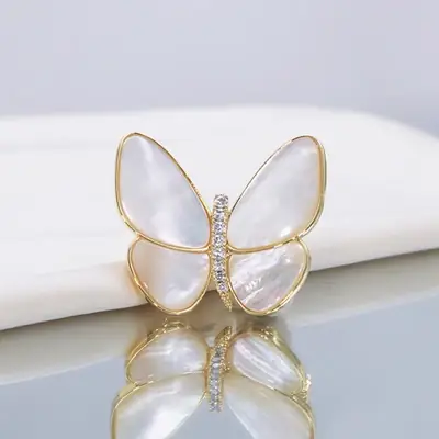 Natural White Butterfly Brooch for Women