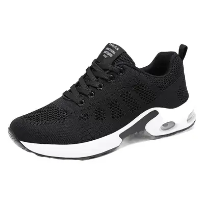 Women's Flying Woven Casual Sneakers Grey Black Mesh