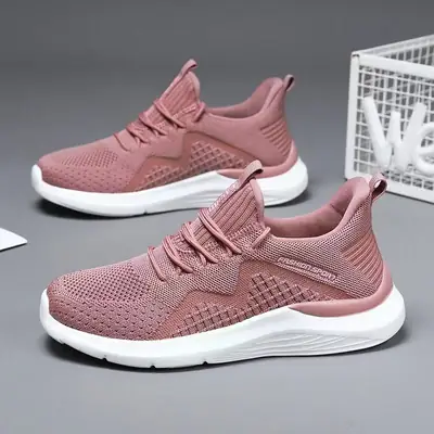 Pink Mesh Casual Walking Shoes for Women
