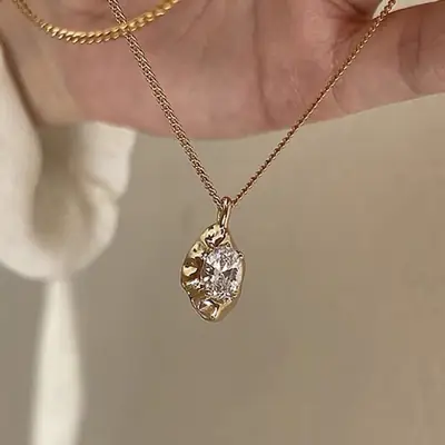 Gold Zircon Pendant Necklace for Women