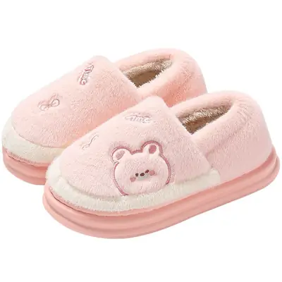 Women Winter Cotton Slippers Light Green Warm Thick