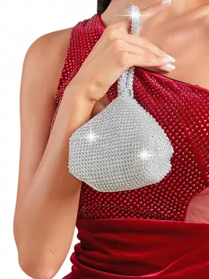 Factory Direct Sales Cross-Border Diamond-Encrusted Evening Bag, Handmade Rhinestone Mine Evening Bag, Clutch Bag, Banquet Bag, Women's Handbag