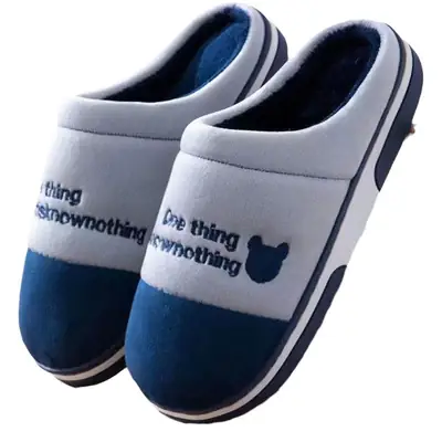 New Cotton Slippers for Men in Winter Thick-Soled Non-Slip Indoor Warm Home Slippers for Women and Couples Home Wool Slippers