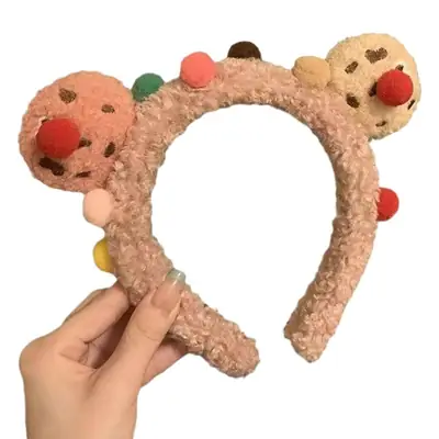 Plush Cookie Headband for Girls Autumn Winter