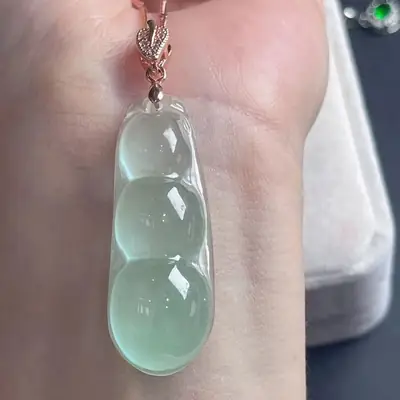 Light Green Ice Jade Lucky Bean Pendant for Men Women