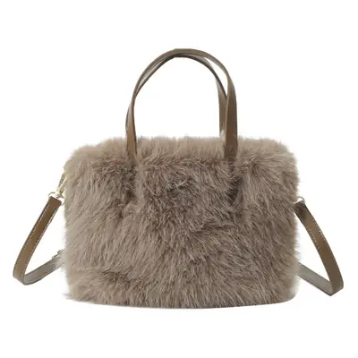 Women's Faux Fur Shoulder Bag Brown Winter