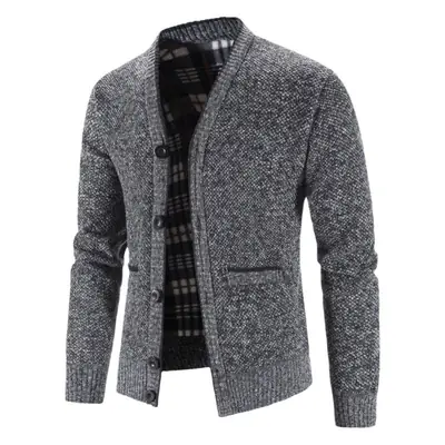 Men's Grey Knitted Cardigan Jacket Warm Comfortable Casual Wear
