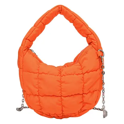 Orange Down Puffer Shoulder Bag with Chain