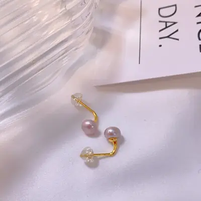 Women's Pearl Earrings Gold Plated Retro Elegant