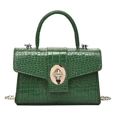 Black Croc Leather Chain Shoulder Bag for Women 2023