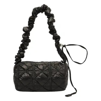 Black Quilted Shoulder Bag with Braided Handle