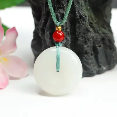 Hotan Jade White Ping An Buckle Jewelry