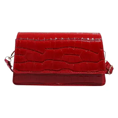 Red Croc Patchwork Shoulder Bag for Women
