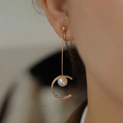 Pearl Tassel Earrings for Women Luxury Gold Ear Clips