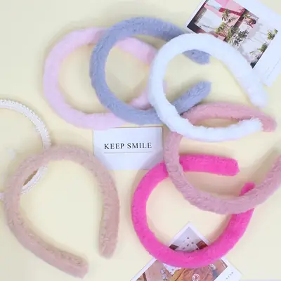 Plush Rabbit Fur Headband for Women Winter Use