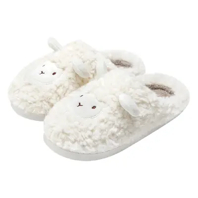 Cute Sheep Fur Plush Slippers Women Winter Couple Pink